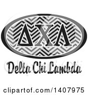 Clipart Of A Grayscale College Delta Chi Lambda Sorority Organization Design Royalty Free Vector Illustration
