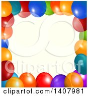 Poster, Art Print Of Background Of 3d Colorful Party Balloons Over Tan