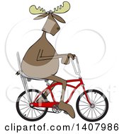 Poster, Art Print Of Cartoon Moose Riding A Red Stingray Bicycle