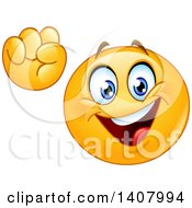 Poster, Art Print Of Yellow Smiley Face Emoji Emoticon Cheering Power To The People