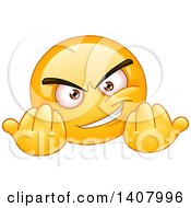 Poster, Art Print Of Yellow Smiley Face Emoji Emoticon Gesturing Wanna Fight