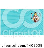 Cartoon Refrigeration And Air Conditioning Mechanic Or Plumber Cheetah Holding A Pressure Temperature Gauge And Monkey Wrench And Blue Rays Background Or Business Card Design