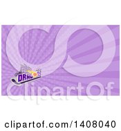 Poster, Art Print Of Retro Purple Fire Breathing Dragon Over Text A Puck And Hockey Stick And Purple Rays Background Or Business Card Design