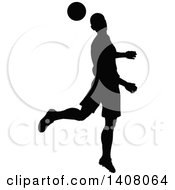 Poster, Art Print Of Black Silhouetted Male Soccer Player In Action