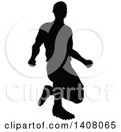 Poster, Art Print Of Black Silhouetted Male Soccer Player In Action