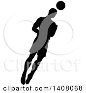 Poster, Art Print Of Black Silhouetted Male Soccer Player In Action