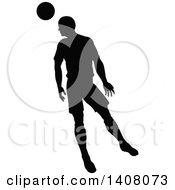 Poster, Art Print Of Black Silhouetted Male Soccer Player In Action