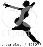 Poster, Art Print Of Black Silhouetted Female Hip Hop Dancer