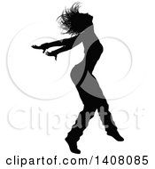 Poster, Art Print Of Black Silhouetted Female Hip Hop Dancer