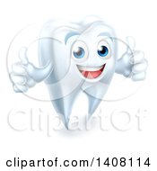 Poster, Art Print Of 3d Happy White Tooth Character Giving Two Thumbs Up