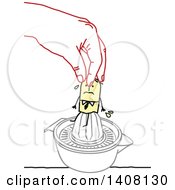 Poster, Art Print Of Hand Squishing A Stick Business Man On A Juicer