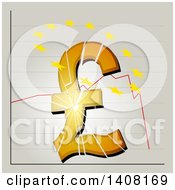Poster, Art Print Of Broken British Pound Symbol And Yellow Stars Over The Top On Stock Exchange Graphic Background