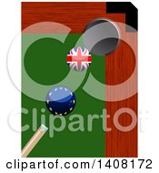 Clipart Of A Billiards Pool Brexit Cue Stick About To Hit A Europe Ball To Knock A British Ball Into A Hole Royalty Free Vector Illustration