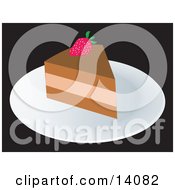Poster, Art Print Of Slice Of Cake With A Strawberry Food