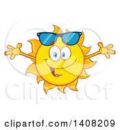 Poster, Art Print Of Yellow Summer Time Sun Character Mascot With Open Arms