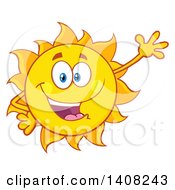 Clipart Of A Yellow Summer Time Sun Character Mascot Waving Royalty Free Vector Illustration