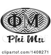 Clipart Of A Grayscale College Phi Mu Sorority Organization Design Royalty Free Vector Illustration by Johnny Sajem