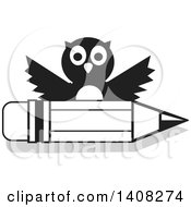 Poster, Art Print Of Black And White Owl Over A Pencil