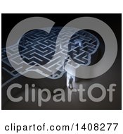 Clipart Of A 3d Man Entering A Head Maze Royalty Free Illustration