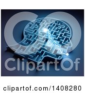 Clipart Of A 3d Head Shaped Maze With Light Depicting From Thought To Speech Royalty Free Illustration