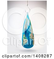 Clipart Of A 3d Flat Deflated Earth Hanging From A Fish Hook Royalty Free Illustration
