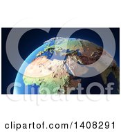 Poster, Art Print Of 3d Partial Earth Globe With Exaggerated Topological Features