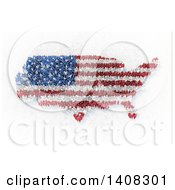 Poster, Art Print Of 3d Crowd Of People Forming An American Flag And Usa Map