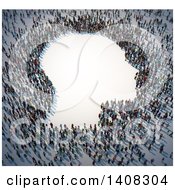 Poster, Art Print Of Crowd Of People Forming A 3d Profiled Head