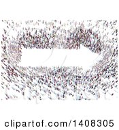 Poster, Art Print Of Crowd Of People Forming A 3d Arrow