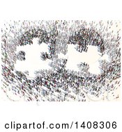 Clipart Of A Crowd Of People Forming 3d Jigsaw Puzzle Pieces Royalty Free Illustration