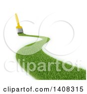 Poster, Art Print Of 3d Paintbrush Leaving A Stroke Of Grass