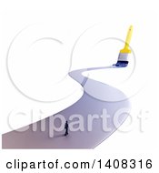 Poster, Art Print Of 3d Paintbrush Leaving A Stroke Of A Path With A Man Walking Along It