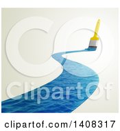 Clipart Of A 3d Paintbrush Leaving A Stroke Of Water Royalty Free Illustration by Mopic