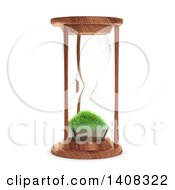 Poster, Art Print Of 3d Hourglass With Grass Inside On A White Background