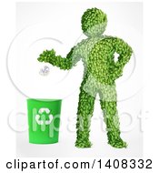 Poster, Art Print Of 3d Green Leafy Man Recycling On A White Background