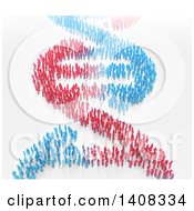 Clipart Of A 3d Dna Strand Formed Of Blue And Red People Royalty Free Illustration
