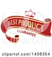 Clipart Of A Red And Gold Luxurious Best Product Retail Ribbon Banner Design Element Royalty Free Vector Illustration