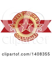 Clipart Of A Red And Gold Luxurious Best Product Retail Ribbon Banner Design Element Royalty Free Vector Illustration