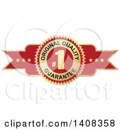 Clipart Of A Red And Gold Luxurious Retail Quality Guarantee Ribbon Banner Design Element Royalty Free Vector Illustration