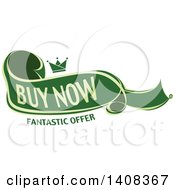Clipart Of A Green And Gold Luxurious Retail Ribbon Banner Design Element Royalty Free Vector Illustration