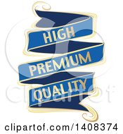 Clipart Of A Blue And Gold Luxurious Retail Ribbon Banner Design Element Royalty Free Vector Illustration