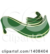 Clipart Of A Green And Gold Luxurious Retail Ribbon Banner Design Element Royalty Free Vector Illustration by dero