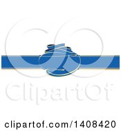 Clipart Of A Blue And Gold Luxurious Retail Ribbon Banner Design Element Royalty Free Vector Illustration