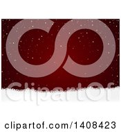 Clipart Of A Red Christmas Background With Snow And Sparkles Royalty Free Vector Illustration