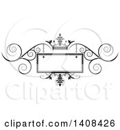 Poster, Art Print Of Black And White Wedding Swirl And Crown Design Element