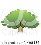 Clipart Of A House And Tree Royalty Free Vector Illustration
