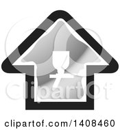 Clipart Of A Grayscale House With A Silhouetted Spray Gun Royalty Free Vector Illustration