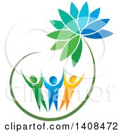 Poster, Art Print Of Cheering People Holding Up A Flower
