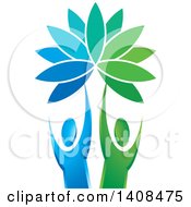 Poster, Art Print Of Cheering People Holding Up A Flower