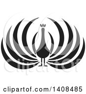 Clipart Of A Black And White Peacock Royalty Free Vector Illustration by Lal Perera